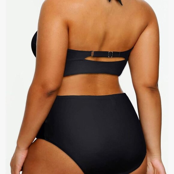 * Plus Size Black Bikini High Waisted Swimsuits Tummy Control 2 Piece NEW 2026 - Picture 8 of 13